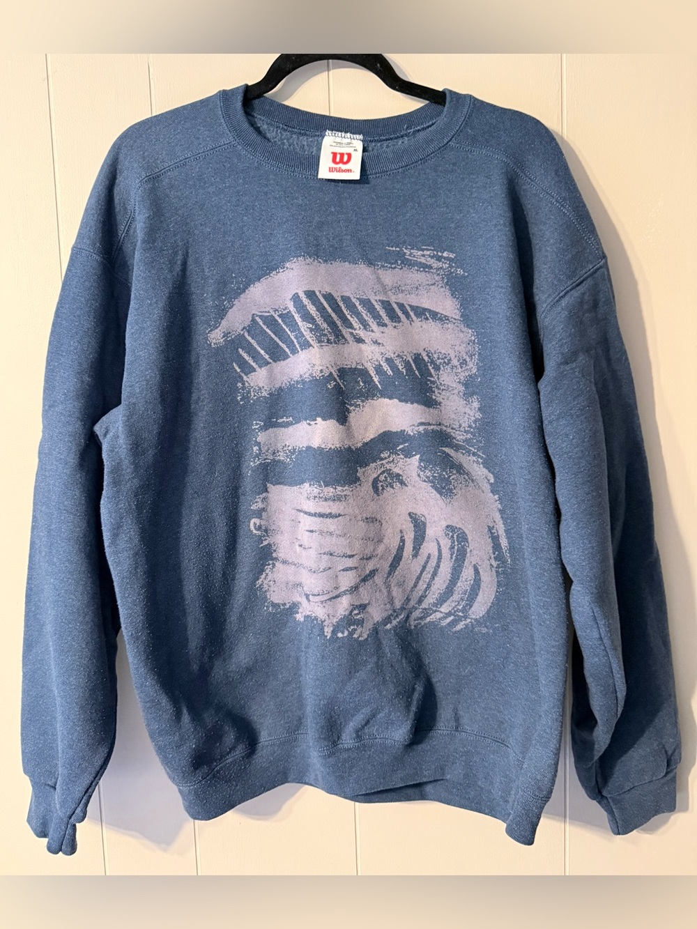 Vintage Wilson Tennis Crewneck Sweatshirt XL Blue Faded Graphic 90s Y2k Sporty